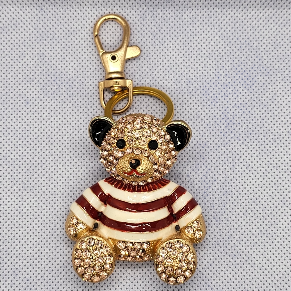 Rhinestone keychain with swivel and clasp.